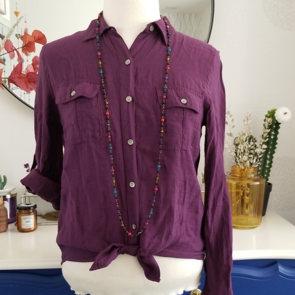Calvin Klein long sleeve blouse in dark purple